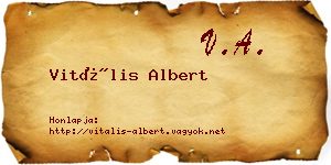 Vitális Albert névjegykártya
